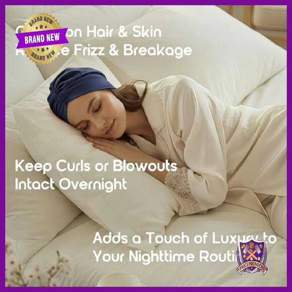 100% Mulberry Silk Sleep Bonnet, Adjustable Tie, Hair Protection